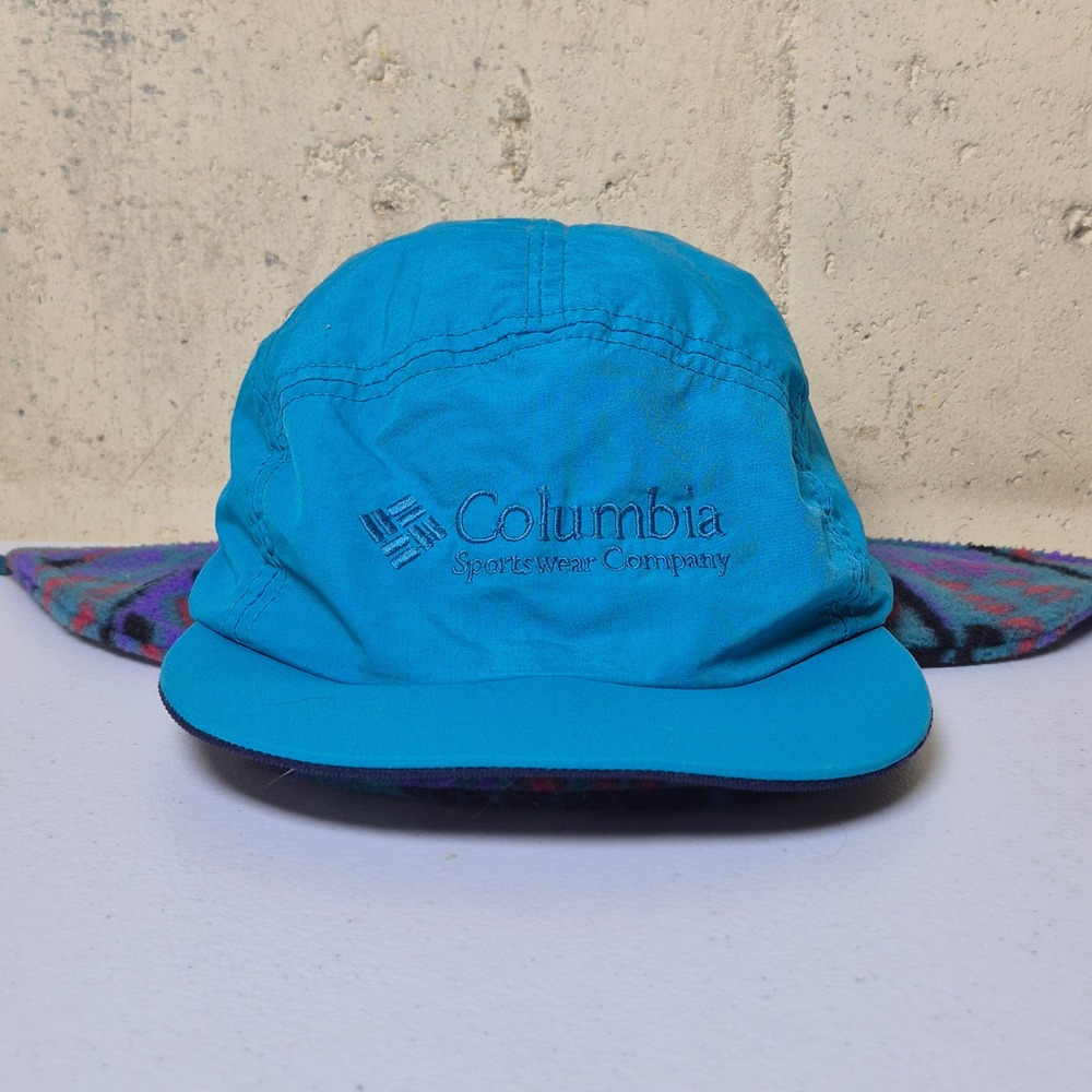 Vintage Columbia 3-In-1 Trapper Hat Snap In Fleece Ear Flaps Baseball Cap Medium
